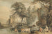 Landskab med romantiske figurer og kvæg - Paul Sandby — visning af kunstværket