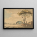 Vue sydøst for haven i Sir John Elwill Elvills' hjem Englefield Green nær Egham Surrey - Paul Sandby — indrammet kunstværk på væggen