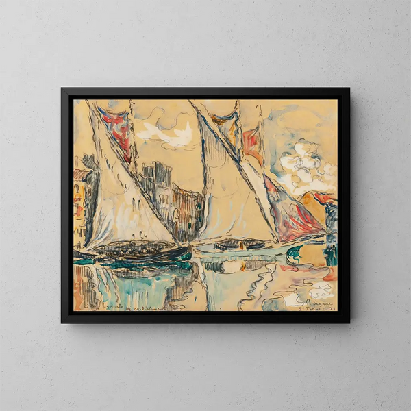 Saint-Tropez, sejl tør - Paul Signac — indrammet kunstværk på væggen
