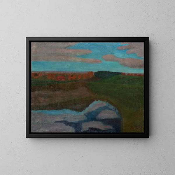Landskab med efterår ved Weyerberg med tempel - Paula Modersohn-Becker — indrammet kunstværk på væggen