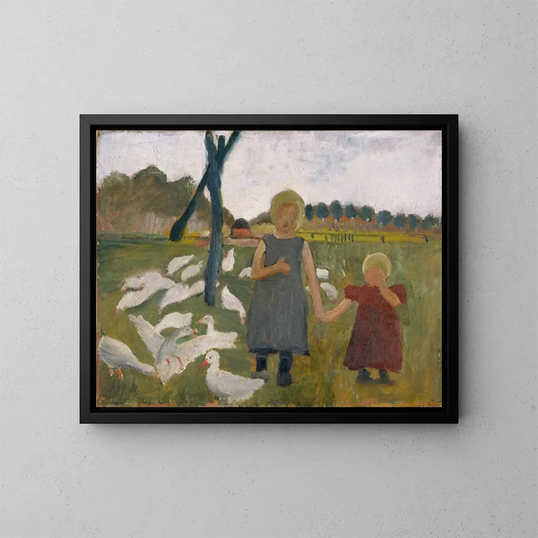 Børn med ænder - Paula Modersohn-Becker — indrammet kunstværk på væggen