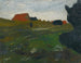 Landskabsmaleri med busk og røde huse - Paula Modersohn-Becker — visning af kunstværket