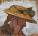 Pige med en stråhat i profil til højre - Paula Modersohn-Becker — visning af kunstværket