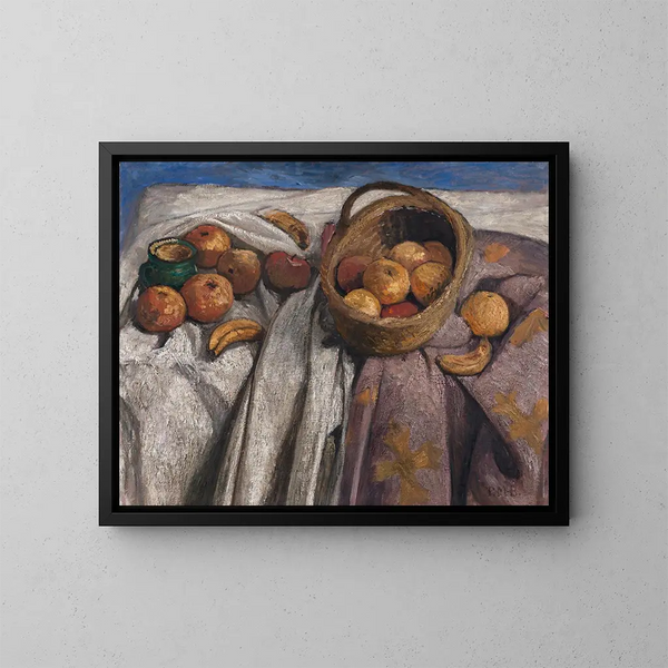 naturtro med æbler og bananer - Paula Modersohn-Becker — indrammet kunstværk på væggen