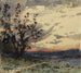 Landskabsmaleri ved skumringen - Henri Joseph Harpignies — visning af kunstværket