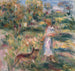 Landskab med kvinde i blå og Zaza i Cagnes - Pierre-Auguste Renoir — visning af kunstværket
