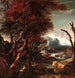 Landskabsmaleri med figurer - Efterfølger af Salvator Rosa — visning af kunstværket