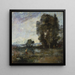 Sommerlandskabsmaleri - Jean-Baptiste-Camille Corot — indrammet kunstværk på væggen