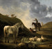 Hollandsk landskabsmaleri med en grå hest - Aelbert Cuyp — visning af kunstværket