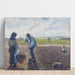Reproduktion af maleriet af landsbybeboere på markerne, Éragny - Camille Pissarro