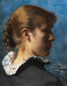 Portrait af en ung kvinde i profil - Peder Severin Krøyer — visning af kunstværket