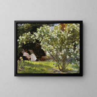Peder Severin Kryer - Roses Marie Kryer seated in the deckchair in the garden by Mrs Bendsens house.webp
