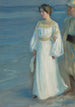 Sommeraften på Skagen-stranden Maleri af kunstnerens hustru - Peder Severin Krøyer — visning af kunstværket