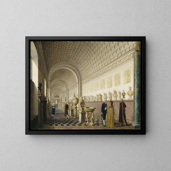Den indre galerie i det kongelige museum ved Det kongelige slot - Pehr Hilleström — indrammet kunstværk på væggen