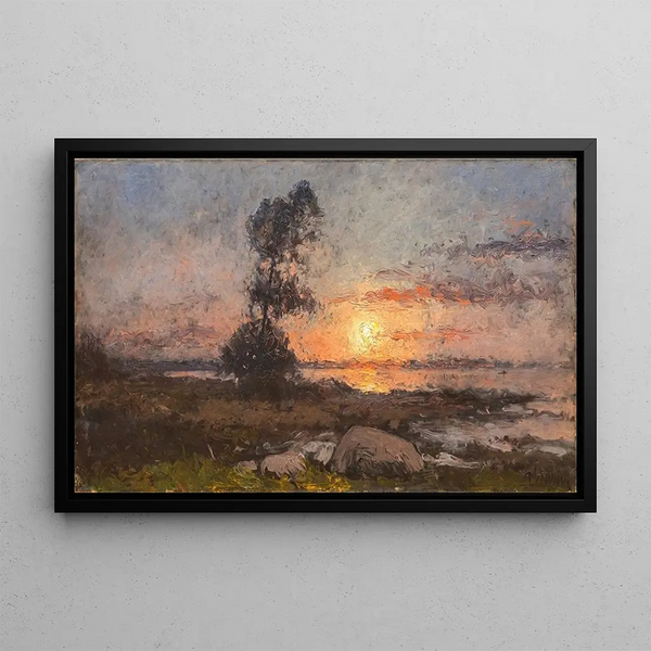 Solnedgang - Per Ekström — indrammet kunstværk på væggen