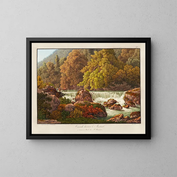 Cascade bagved Martinet - Peter Birmann — indrammet kunstværk på væggen