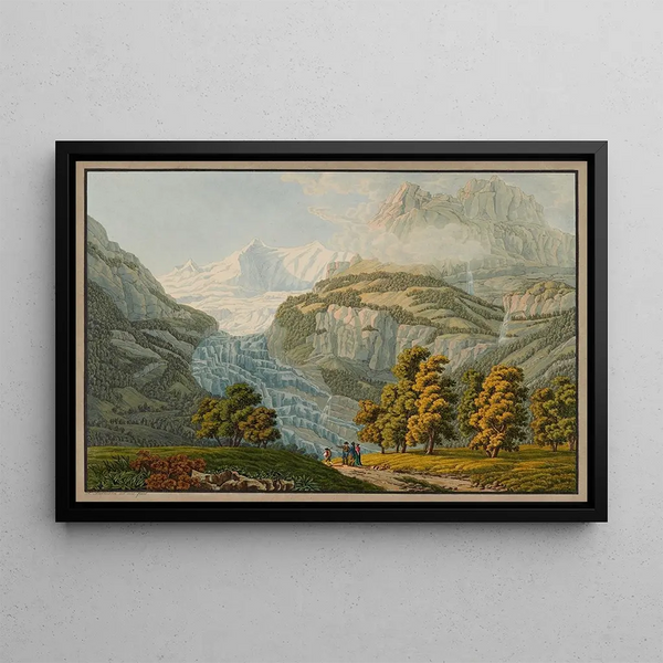 Le Glacier inférieur du Grindelwald i kantonen Bern - Peter Birmann — indrammet kunstværk på væggen