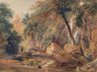 Peter De Wint - Waterfall in the Dingle at Badger Hall.webp