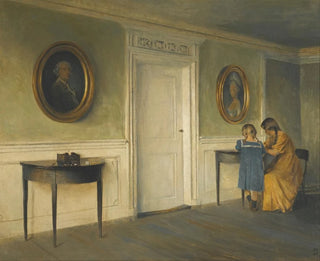 "Pigerne af kunstneren i et interiør" - Peter Ilsted — visning af kunstværket