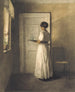 en ung pige med et fad - Peter Ilsted — visning af kunstværket