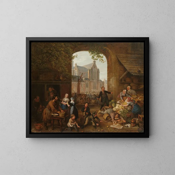 To drukken berusede ved markedet nær Westerkerk i Amsterdam - Peter Paul Joseph Noël — indrammet kunstværk på væggen