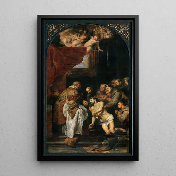 La Dernière Communion de Saint François d'Assise - Peter Paul Rubens — indrammet kunstværk på væggen