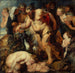 Reproduktion af maleriet Le Silène ivre med en satyr - Efterfølger af Pierre Paul Rubens