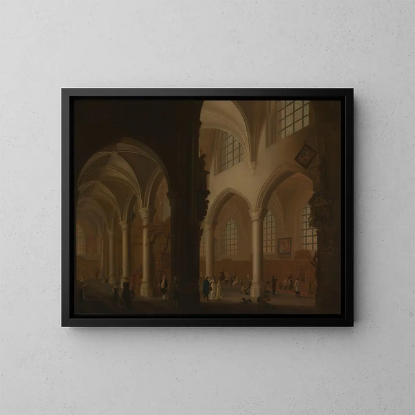 det indre af den gamle kirke Saint-Georges i Antwerpen - Petrus Johannes van Regemorter — indrammet kunstværk på væggen