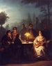 En sommeraften ved lampen og måneskin - Petrus van Schendel — visning af kunstværket