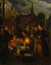 En grøntsagsmarked ved måneskin på Grote Markt i Den Haag - Petrus van Schendel — visning af kunstværket