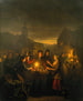 Le Noordermarkt om natten i Amsterdam - Petrus van Schendel — visning af kunstværket