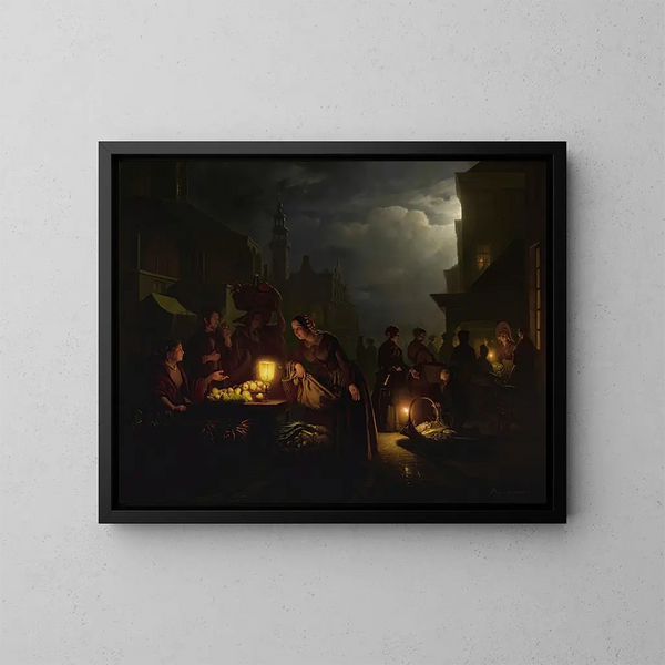 Le marché aux chandelles - Petrus van Schendel — indrammet kunstværk på væggen