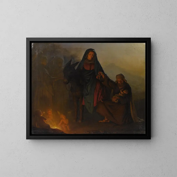 Le repos pendant la fuite en Égypte - Petrus van Schendel — indrammet kunstværk på væggen
