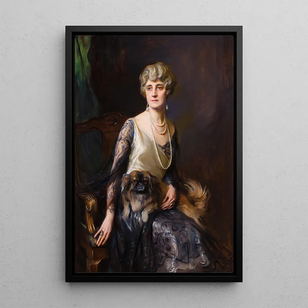 Portrait af Mme Frederick L Pratt født Miss Jeannie Williams - Philip Alexius de László — indrammet kunstværk på væggen