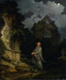 Besøgende på en kirkegård i måneskin - Philip James de Loutherbourg — visning af kunstværket