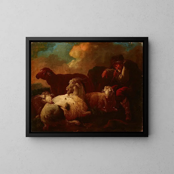 Chèvres et moutons - Philipp Peter Roos — indrammet kunstværk på væggen