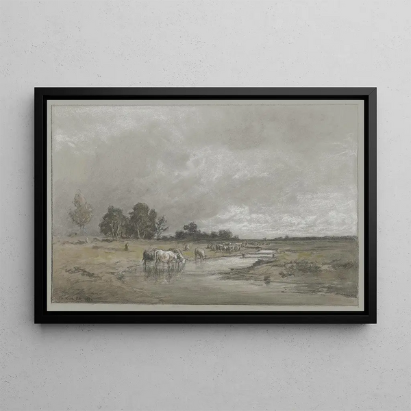 Philipp Rth - Wiesenlandschaft mit trinkender Herde.webp