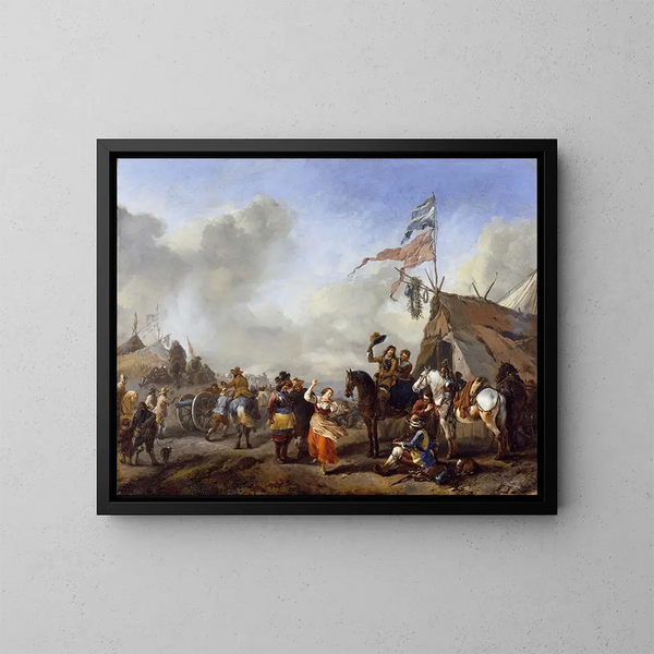 En camping scene - Philips Wouwerman — indrammet kunstværk på væggen