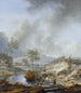 En bæk i et bakket landskab - Philips Wouwerman — visning af kunstværket