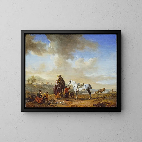 Ved floden - Philips Wouwerman — indrammet kunstværk på væggen