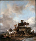 Landmandsmaleri i markerne, høst af høn - Philips Wouwerman — visning af kunstværket