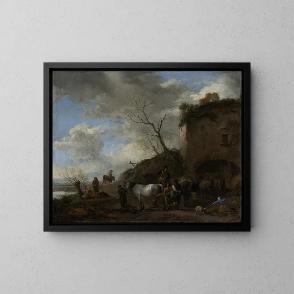 Cavaliers hos en smed - Philips Wouwerman — indrammet kunstværk på væggen