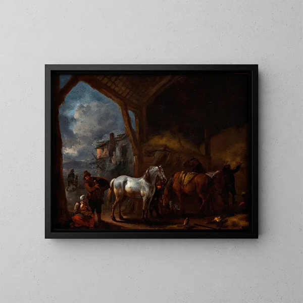 L'écurie - Philips Wouwerman — indrammet kunstværk på væggen