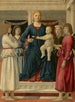 Jomfru Maria med Barnet, omgivet af fire engle - Piero della Francesca — visning af kunstværket