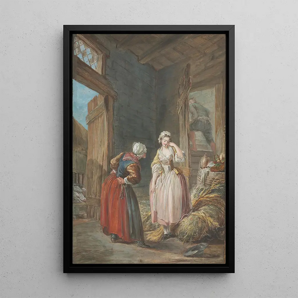 Les Amants surpris - Pierre-Antoine Baudouin — indrammet kunstværk på væggen