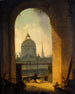 Le collège des Quatre-Nations set fra indgangen til den firkantede gård i Louvre - Pierre-Antoine Demachy — visning af kunstværket