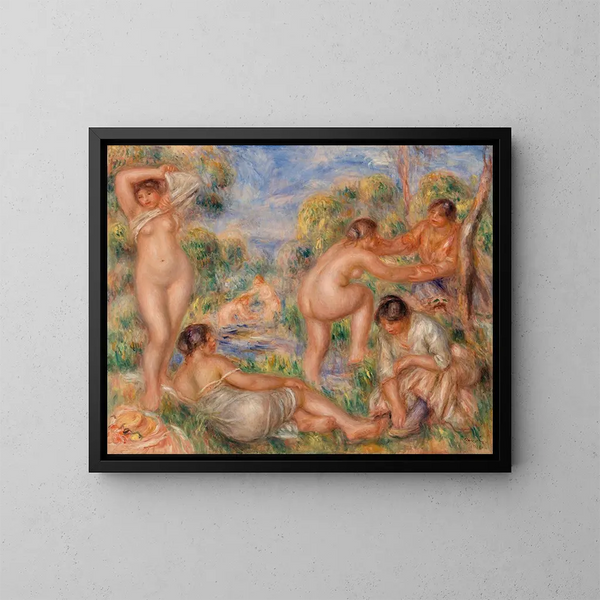 Gruppe af badende - Pierre-Auguste Renoir — indrammet kunstværk på væggen