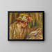 Buste af kvinde i hat, der læser med hovedet vendt mod højre - Pierre-Auguste Renoir — indrammet kunstværk på væggen