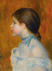 Buste af ung pige med blå bånd - Pierre-Auguste Renoir — visning af kunstværket