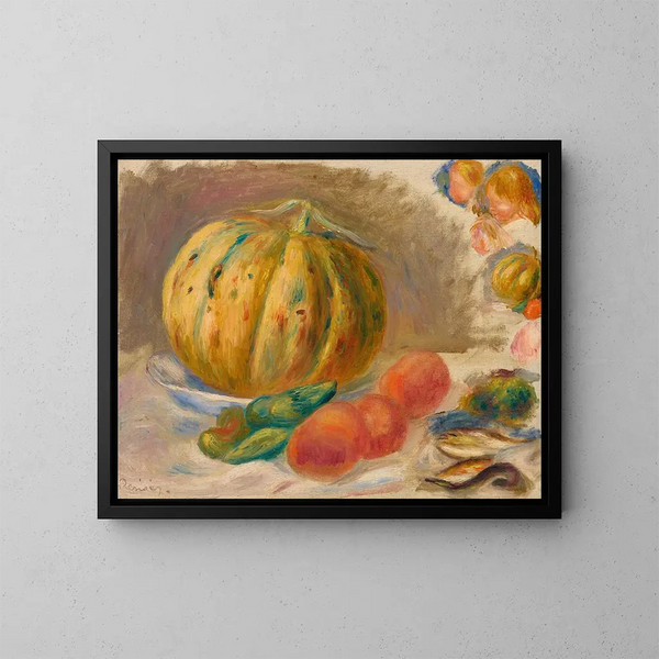 Komposition med meloner og tomater - Pierre-Auguste Renoir — indrammet kunstværk på væggen